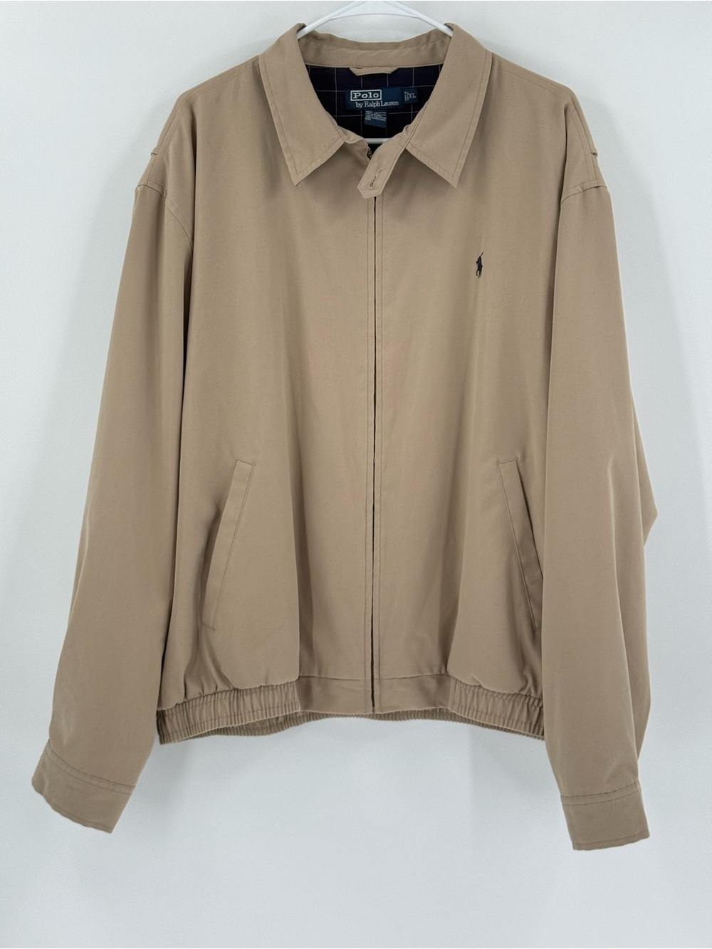 Polo Ralph Lauren Vintage‎ Jacket Mens XL Tan Harrington Full Zip Windbreaker